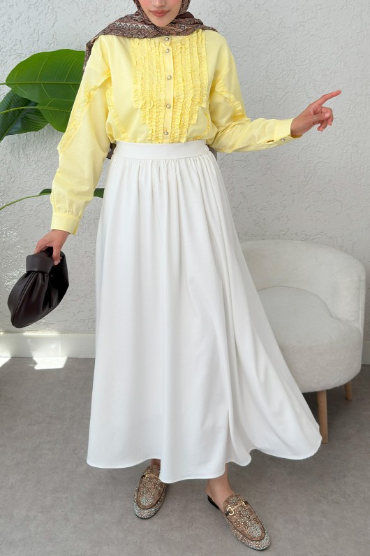 Çan Kesim Kloş Etek 2323 - BEYAZ