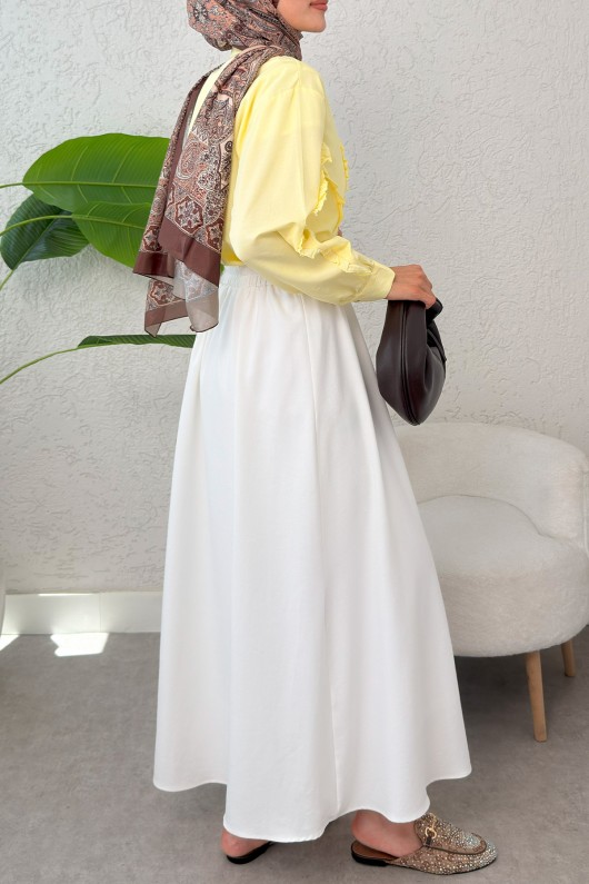 Çan Kesim Kloş Etek 2323 - BEYAZ