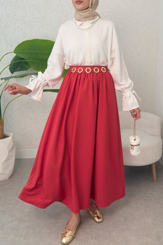 Çan Kesim Kloş Etek 2323 - KIRMIZI Çan Kesim Kloş Etek 2323 - KIRMIZI