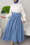 Çan Kesim Kloş Etek 2323 - MAVİ