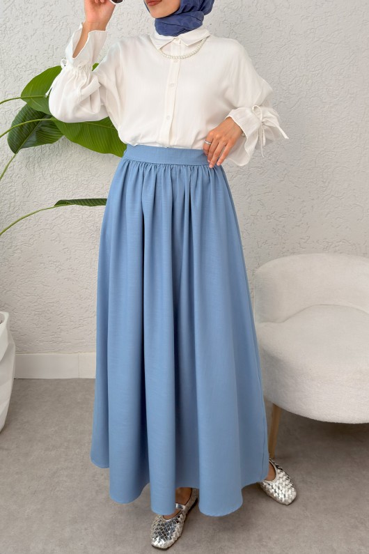 Çan Kesim Kloş Etek 2323 - MAVİ