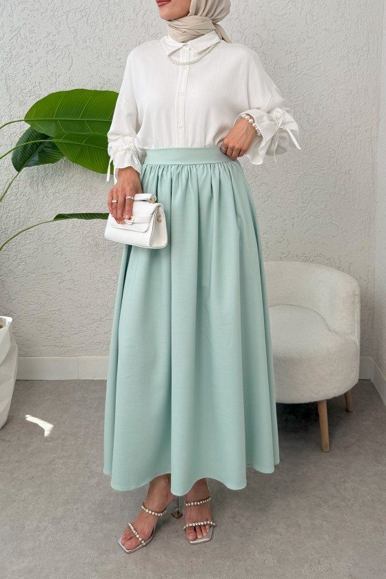 Çan Kesim Kloş Etek 2323 - SU YEŞİLİ