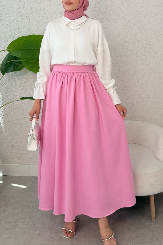 Çan Kesim Kloş Etek 2323 - PEMBE