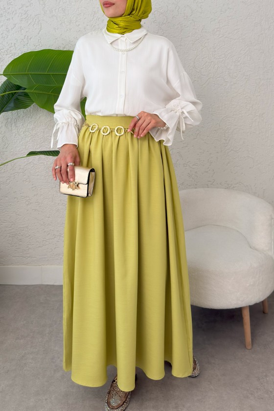 Çan Kesim Kloş Etek 2323 - YAĞ YEŞİLİ