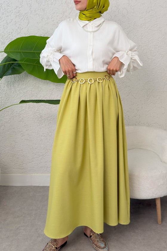 Çan Kesim Kloş Etek 2323 - YAĞ YEŞİLİ Çan Kesim Kloş Etek 2323 - YAĞ YEŞİLİ