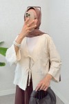 İp Bağcıklı Püsküllü Kimono 2324 - TAŞ RENGİ