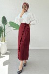 Asimetrik Fırfırlı Etek 2325 - BORDO