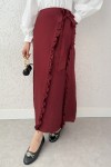 Asimetrik Fırfırlı Etek 2325 - BORDO