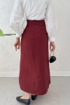 Asimetrik Fırfırlı Etek 2325 - BORDO