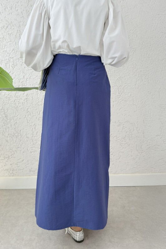 Asimetrik Fırfırlı Etek 2325 - İNDİGO Asimetrik Fırfırlı Etek 2325 - İNDİGO