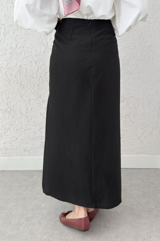 Asimetrik Fırfırlı Etek 2325 - SİYAH Asimetrik Fırfırlı Etek 2325 - SİYAH