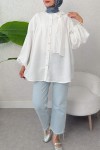 Omuz Fiyonklu Tunik 2327 - BEYAZ