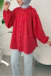 Omuz Fiyonklu Tunik 2327 - KIRMIZI
