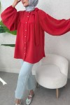 Omuz Fiyonklu Tunik 2327 - KIRMIZI