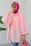 Omuz Fiyonklu Tunik 2327 - PEMBE
