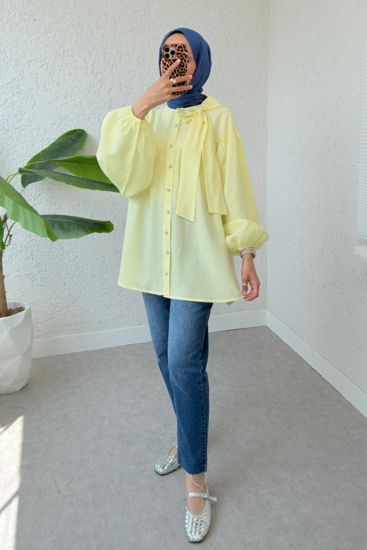 Omuz Fiyonklu Tunik 2327 - SARI