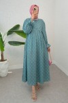 Mandala Desen Tesettür Elbise 2328 - MİNT YEŞİLİ Mandala Desen Tesettür Elbise 2328 - MİNT YEŞİLİ
