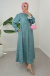 Mandala Desen Tesettür Elbise 2328 - MİNT YEŞİLİ Mandala Desen Tesettür Elbise 2328 - MİNT YEŞİLİ