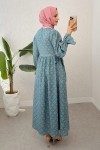 Mandala Desen Tesettür Elbise 2328 - MİNT YEŞİLİ Mandala Desen Tesettür Elbise 2328 - MİNT YEŞİLİ