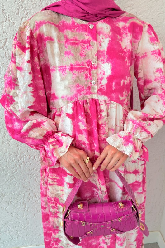 Mira Desen Tesettür Elbise 2328 - FUŞYA