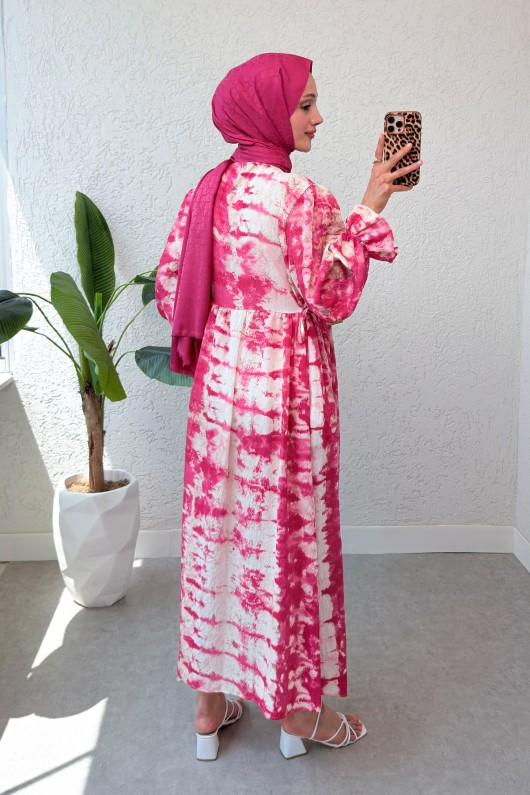 Mira Desen Tesettür Elbise 2328 - FUŞYA