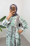 Mira Desen Tesettür Elbise 2328 - MİNT YEŞİLİ