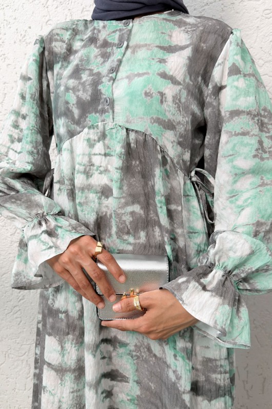 Mira Desen Tesettür Elbise 2328 - MİNT YEŞİLİ