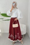 Fisto ve Nakış Detaylı Etek 2329 - BORDO Fisto ve Nakış Detaylı Etek 2329 - BORDO