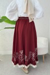 Fisto ve Nakış Detaylı Etek 2329 - BORDO Fisto ve Nakış Detaylı Etek 2329 - BORDO