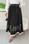 Fisto ve Nakış Detaylı Etek 2329 - SİYAH Fisto ve Nakış Detaylı Etek 2329 - SİYAH