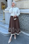 Fisto ve Nakış Detaylı Etek 2329 - KAHVERENGİ