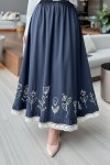 Fisto ve Nakış Detaylı Etek 2329 - LACİVERT Fisto ve Nakış Detaylı Etek 2329 - LACİVERT
