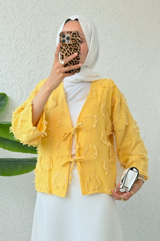 Yama Yırtık Detaylı Kimono 2330 - HARDAL