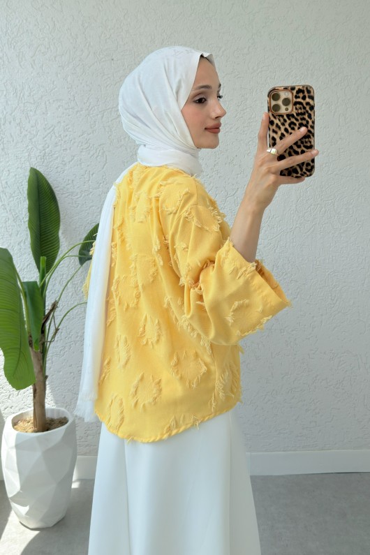 Yama Yırtık Detaylı Kimono 2330 - HARDAL