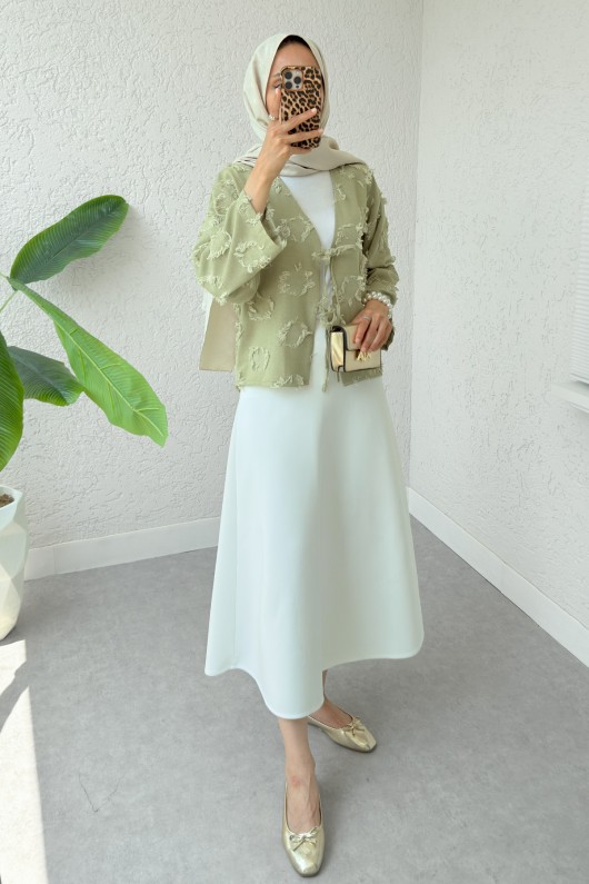 Yama Yırtık Detaylı Kimono 2330 - HAKİ