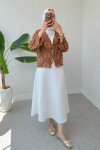 Yama Yırtık Detaylı Kimono 2330 - KAHVERENGİ