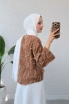 Yama Yırtık Detaylı Kimono 2330 - KAHVERENGİ