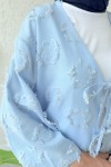 Yama Yırtık Detaylı Kimono 2330 - MAVİ