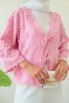 Yama Yırtık Detaylı Kimono 2330 - PEMBE