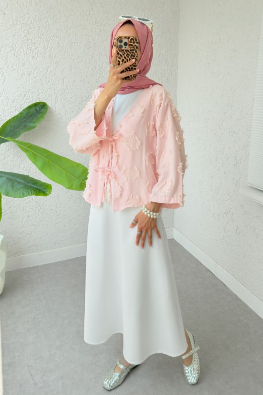 Yama Yırtık Detaylı Kimono 2330 - PUDRA Yama Yırtık Detaylı Kimono 2330 - PUDRA