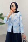 Yama Yırtık Detaylı Kimono 2330 - BEBE MAVİSİ Yama Yırtık Detaylı Kimono 2330 - BEBE MAVİSİ