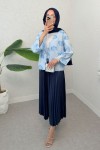 Yama Yırtık Detaylı Kimono 2330 - BEBE MAVİSİ Yama Yırtık Detaylı Kimono 2330 - BEBE MAVİSİ