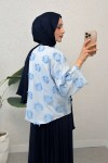 Yama Yırtık Detaylı Kimono 2330 - BEBE MAVİSİ Yama Yırtık Detaylı Kimono 2330 - BEBE MAVİSİ