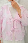 Yama Yırtık Detaylı Kimono 2330 - PEMBE