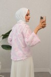 Yama Yırtık Detaylı Kimono 2330 - PEMBE