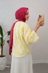 Yama Yırtık Detaylı Kimono 2330 - SARI