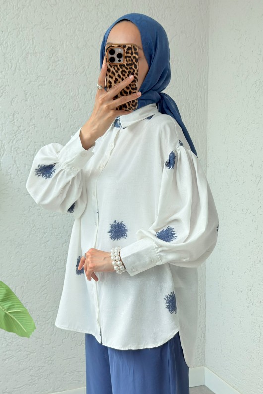 Güneş Desen Gömlek 2331 - İNDİGO