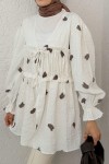 Palmiye Desenli Kimono 2332 - KAHVERENGİ