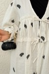 Palmiye Desenli Kimono 2332 - SİYAH