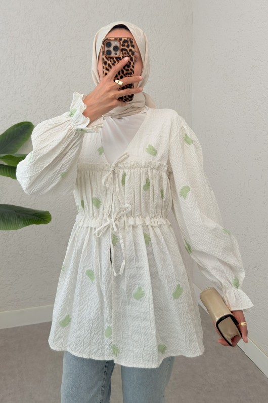 Palmiye Desenli Kimono 2332 - YEŞİL